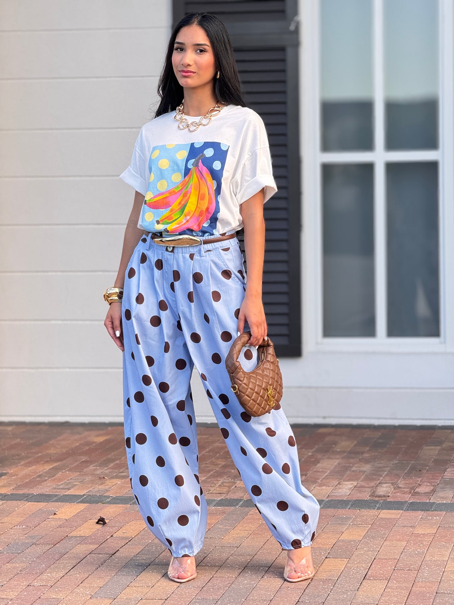 Italy Blue/Brown Polka Dots Joggers
