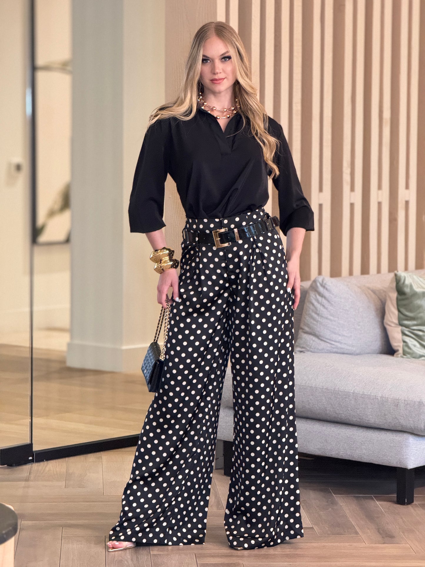 Valentine Black/White Polka Dots Pants