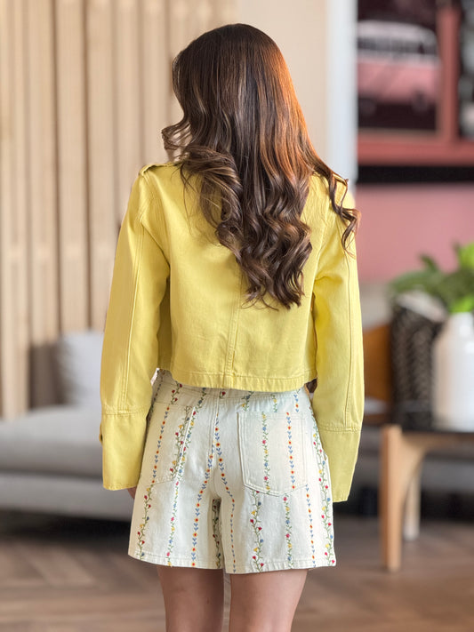 Amber Ivory/Multi Floral Embroidery Shorts