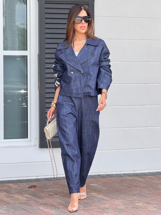 Portofino Denim Side Lines Jacket Set