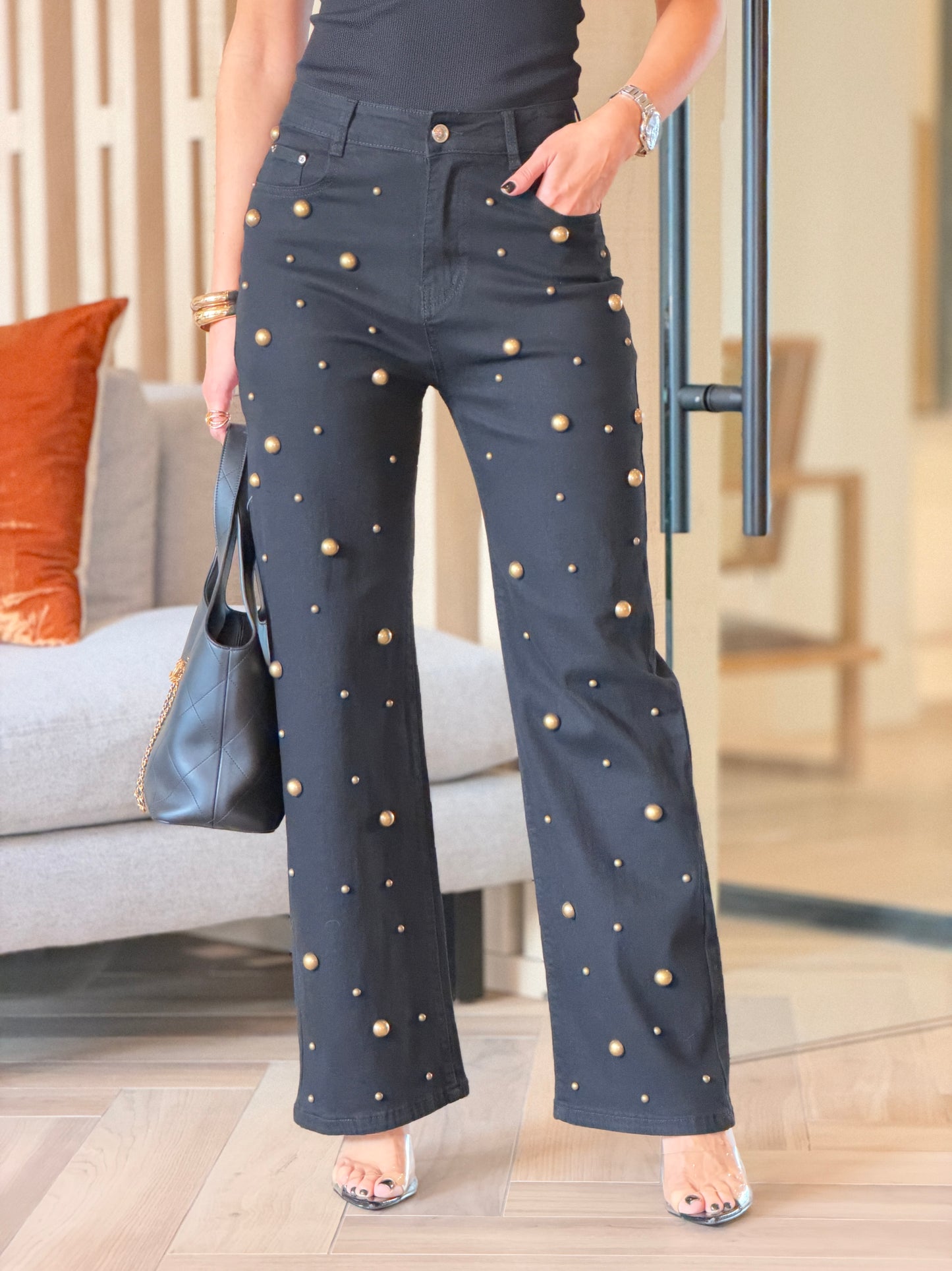 25113 Daz Black/Gold Sphere Jeans