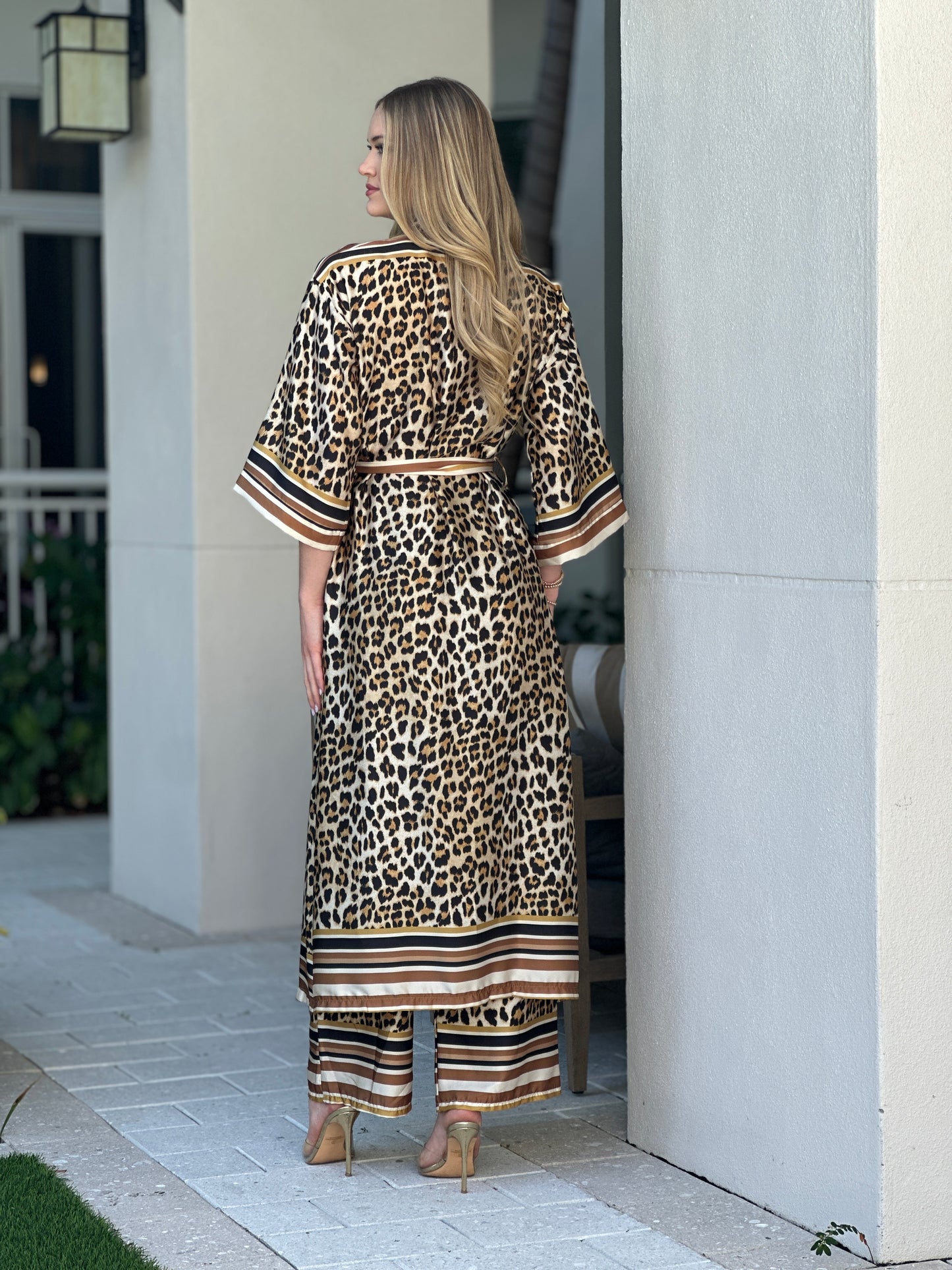 Kimono Cheetah Satin Set