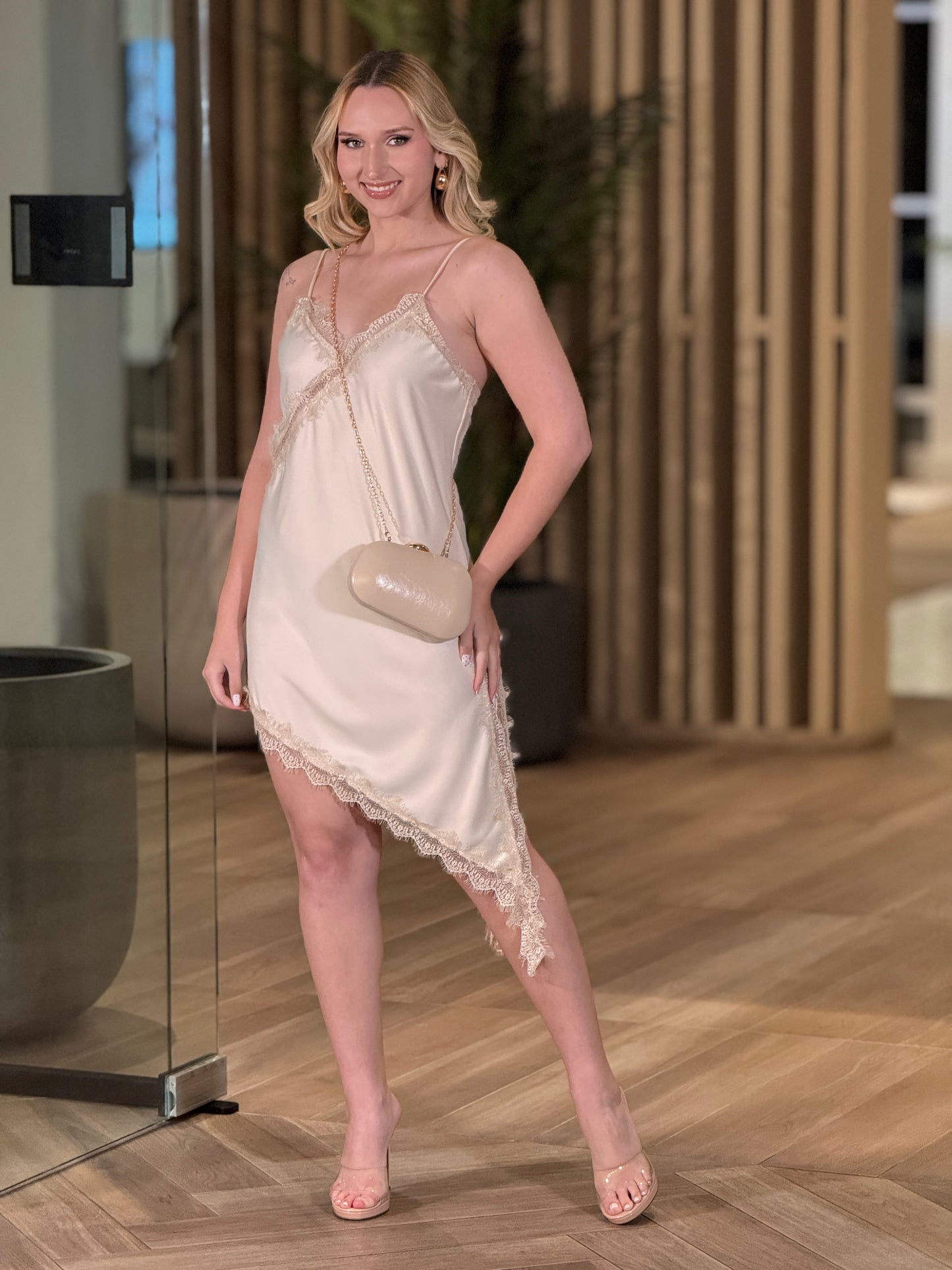 Italian Beige Satin Dress