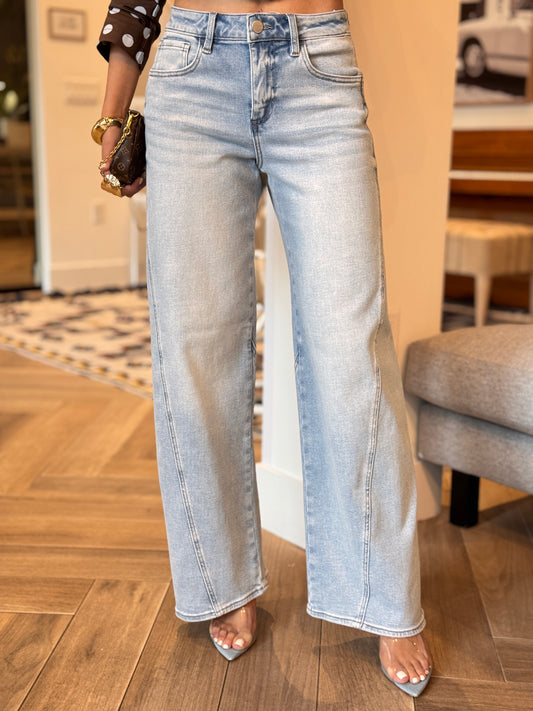 Risen Light Denim Slouchy Barrel Jeans
