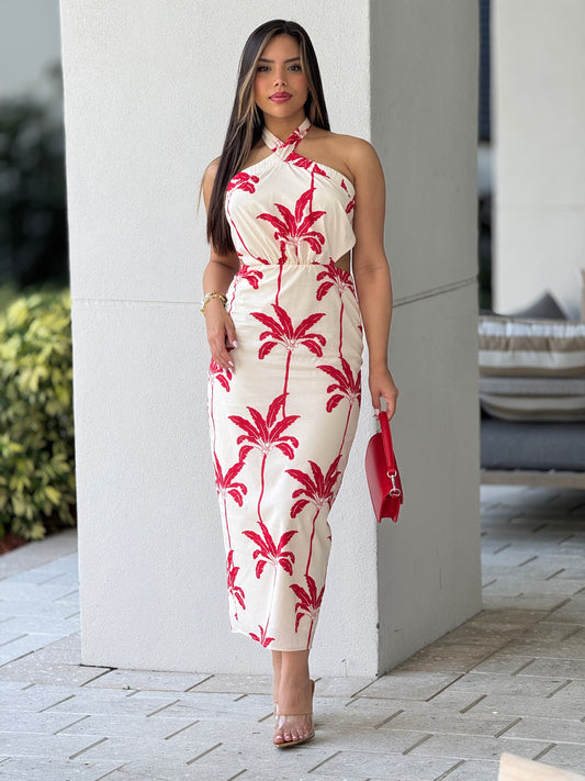Amable Orange Palm Dress