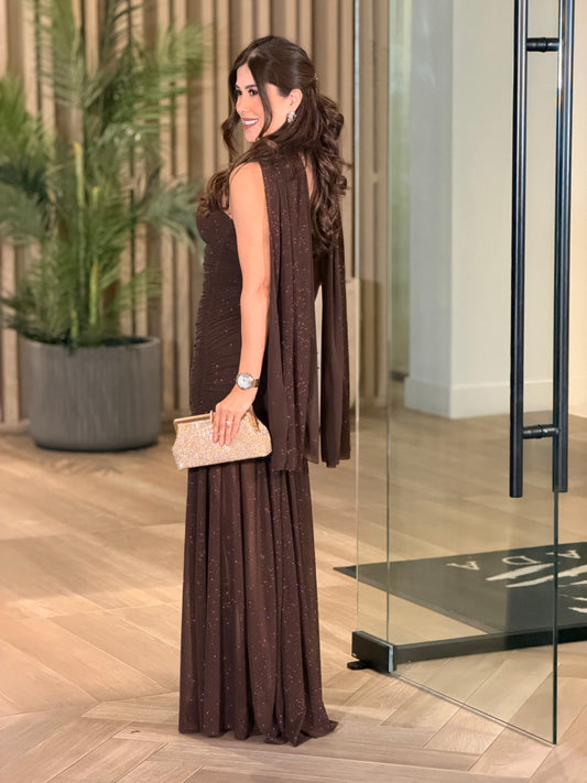 Princess Brown Strapless Mesh Dress Gala