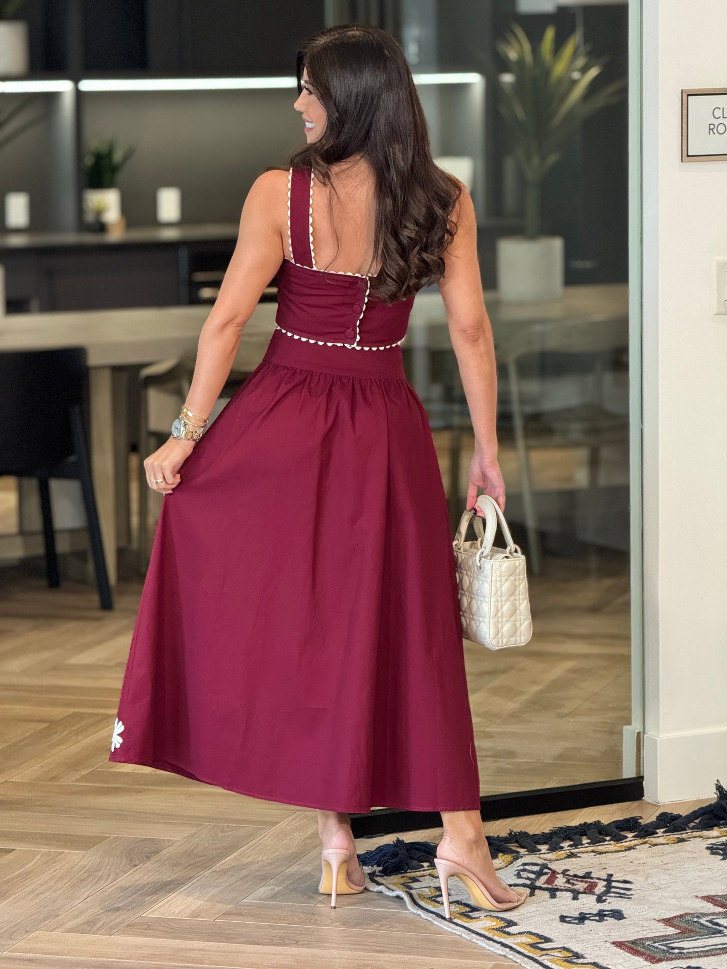 Persian Burgundy Floral Skirt Set