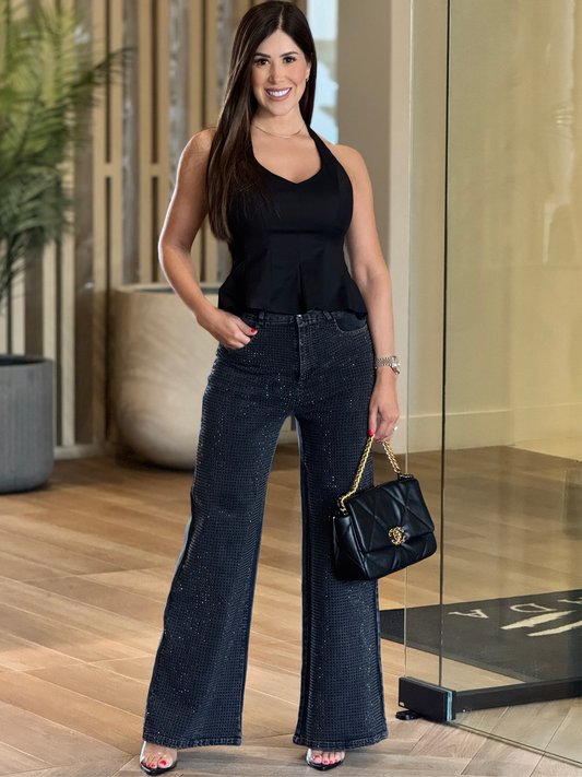Kiwi Black Rhinestone Jeans