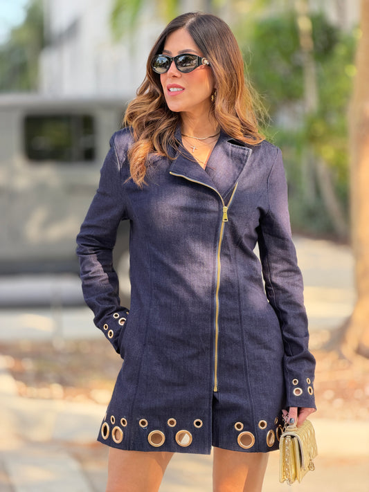 9392 Perky Denim Zip Dress