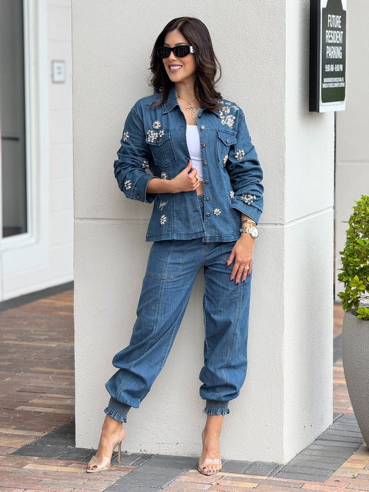 La France Denim Rhinestone Set