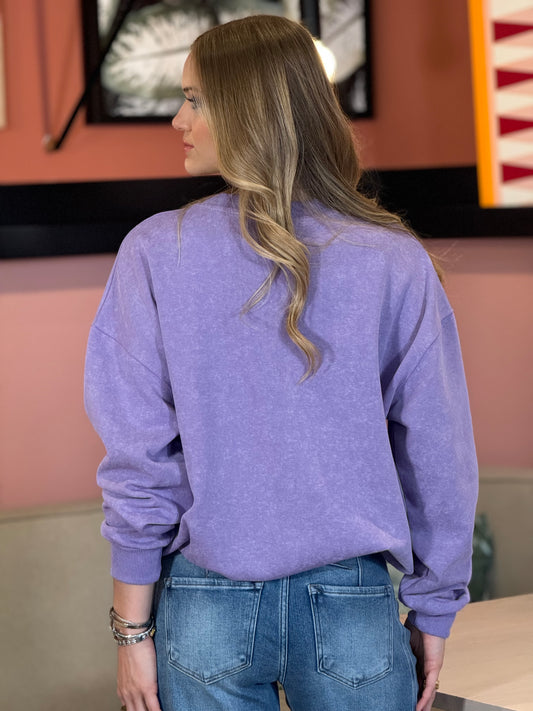 Lemon Purple Rhinestone Sweater Top