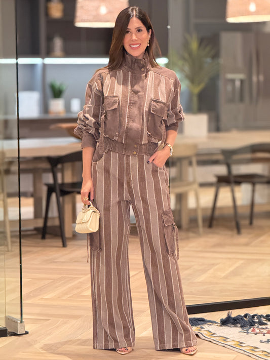Gaia Brown Double Tone Denim Set