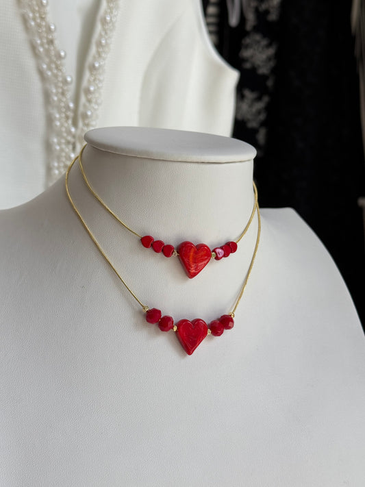Enamorada Red Murano Heart Necklace