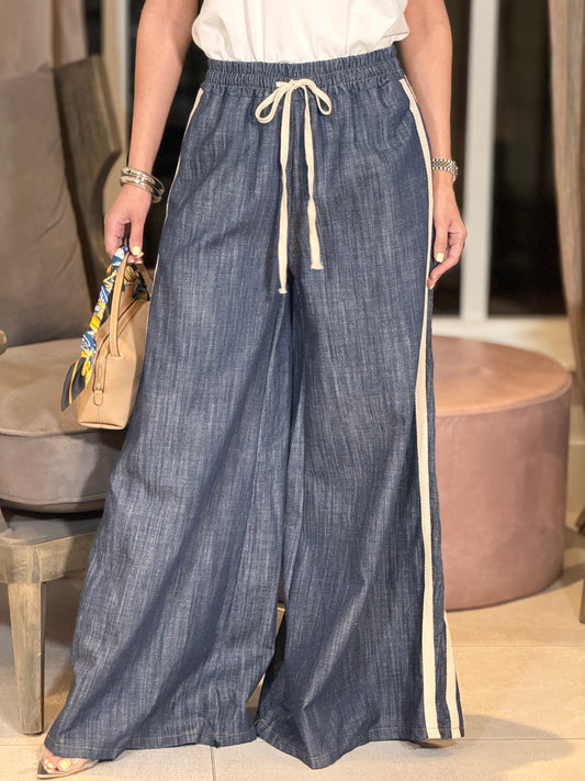 Italy Dark Denim Wide Pants