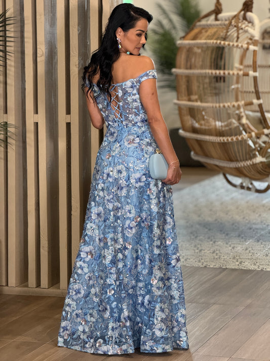 Norkys Blue Floral Dress Gala