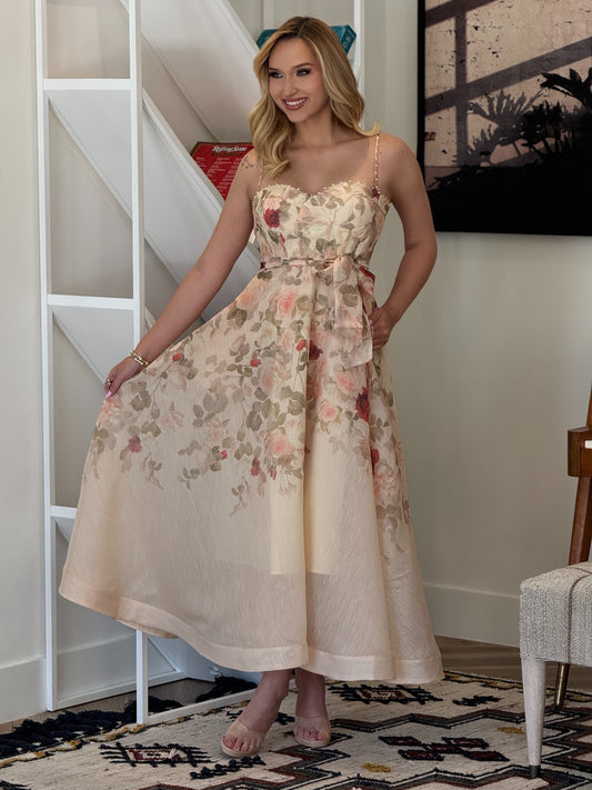 Gardenia Beige/Red Floral Dress