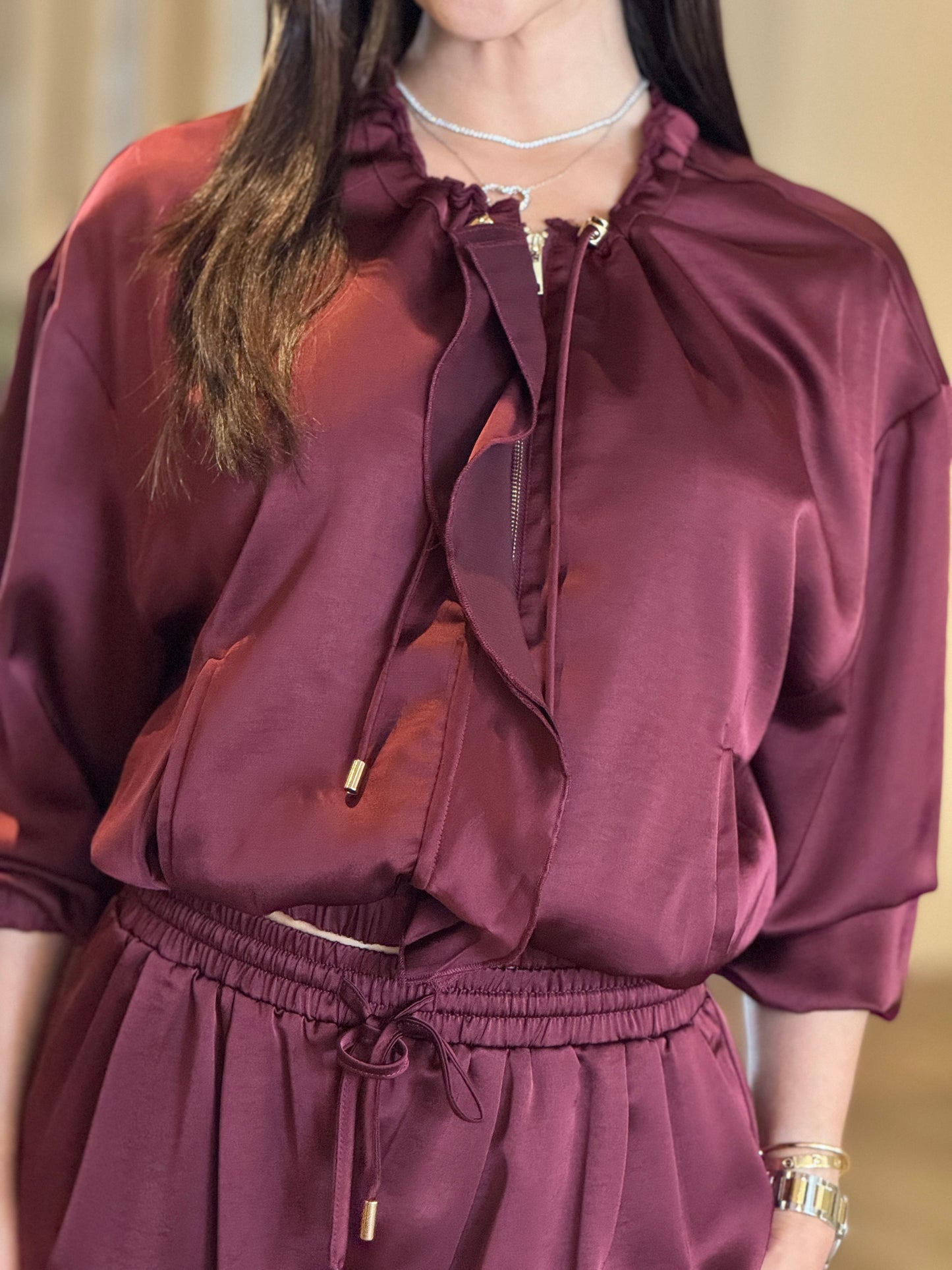 Glam Burgundy Satin Set