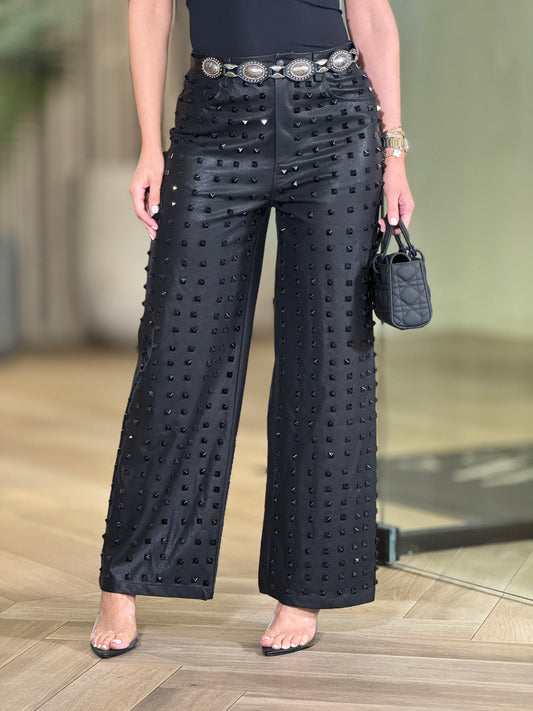 Shaki Black Leather Pants