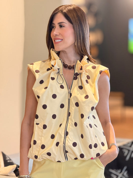 Italy Yellow Polka Dots Vest Top