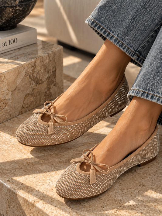 Shana Nude Sparkly Ballerina Flats