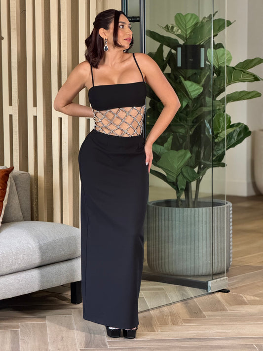 Astrid Black Rhinestone Dress Gala