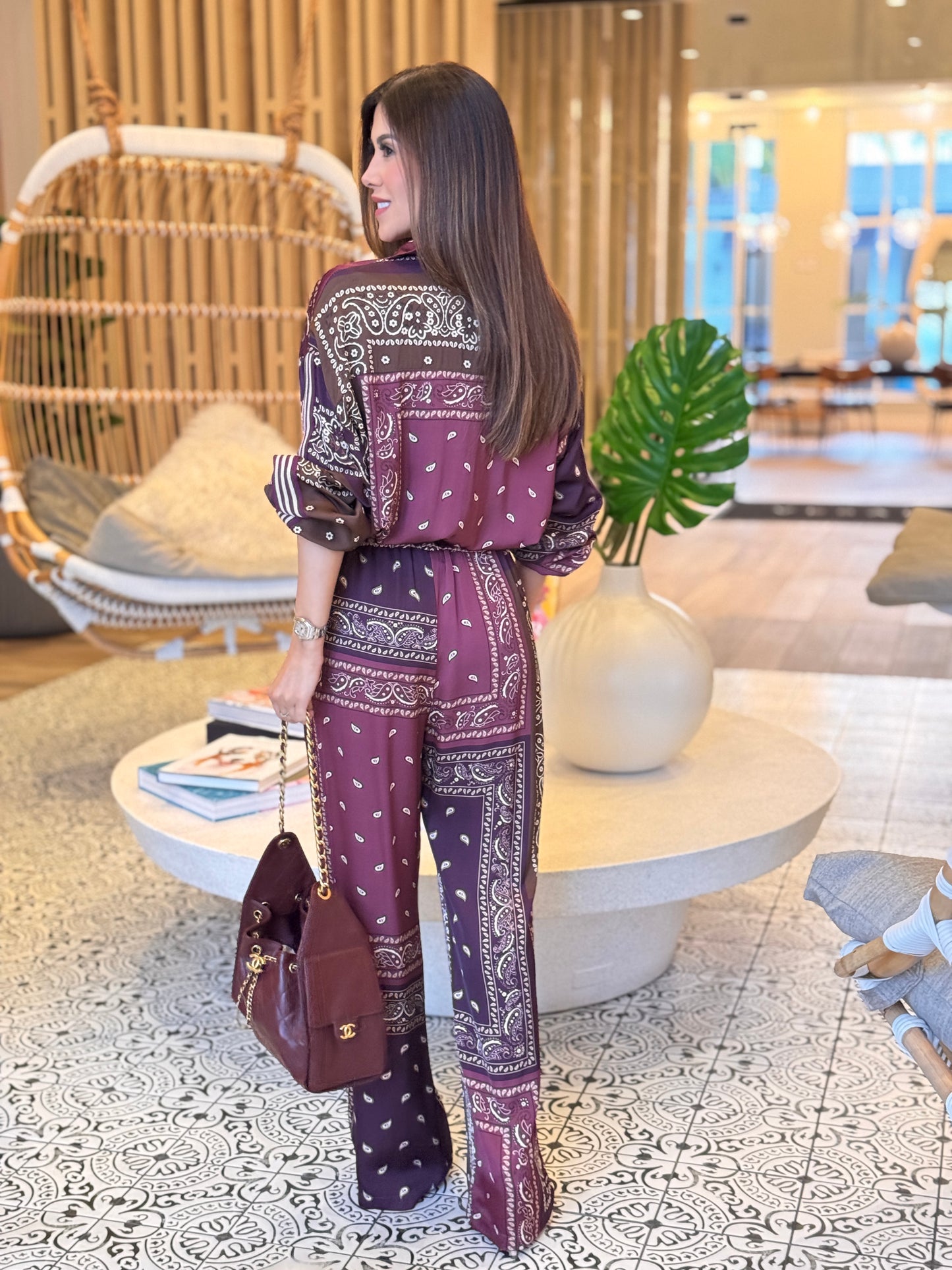 Paisley Brown/Purple Satin Set