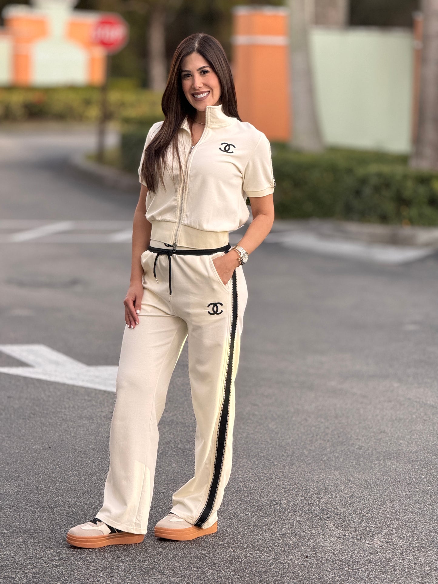 Cece White Short Sleeve Sport Set