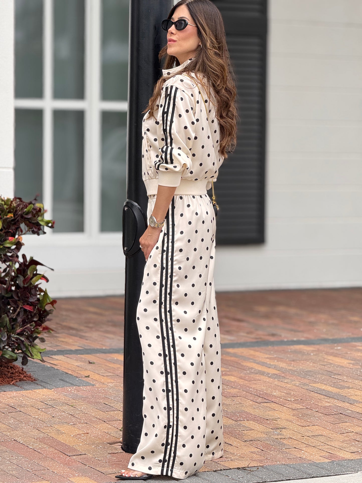 Perky Ivory Satin Polka Dots Set