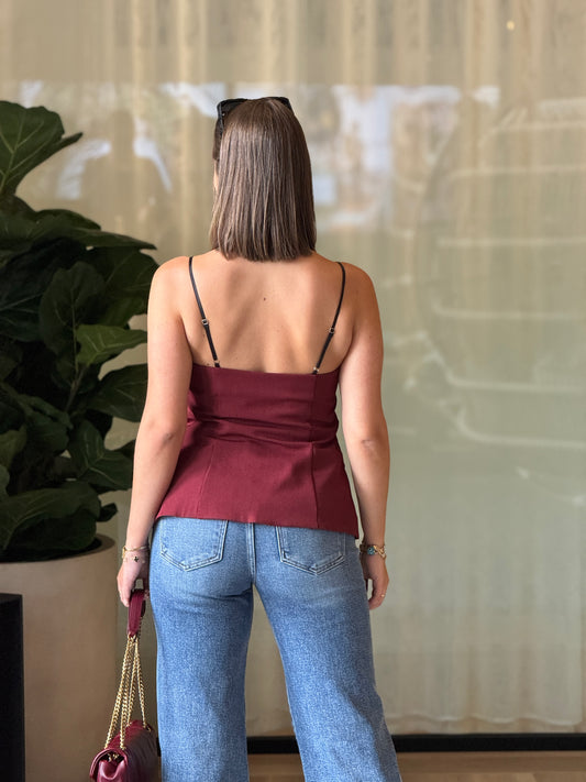 Cactus Burgundy Vest Top