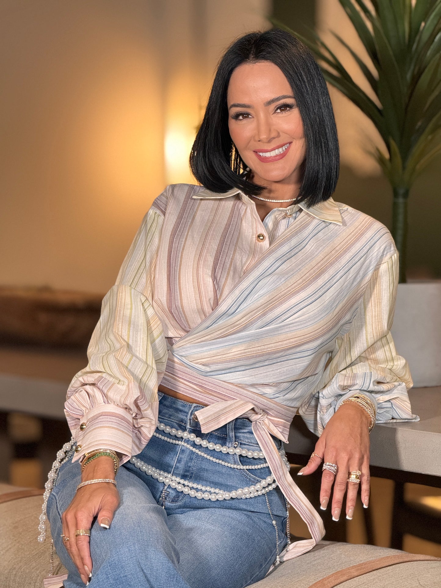 Viva Multi Lines Sheer Top