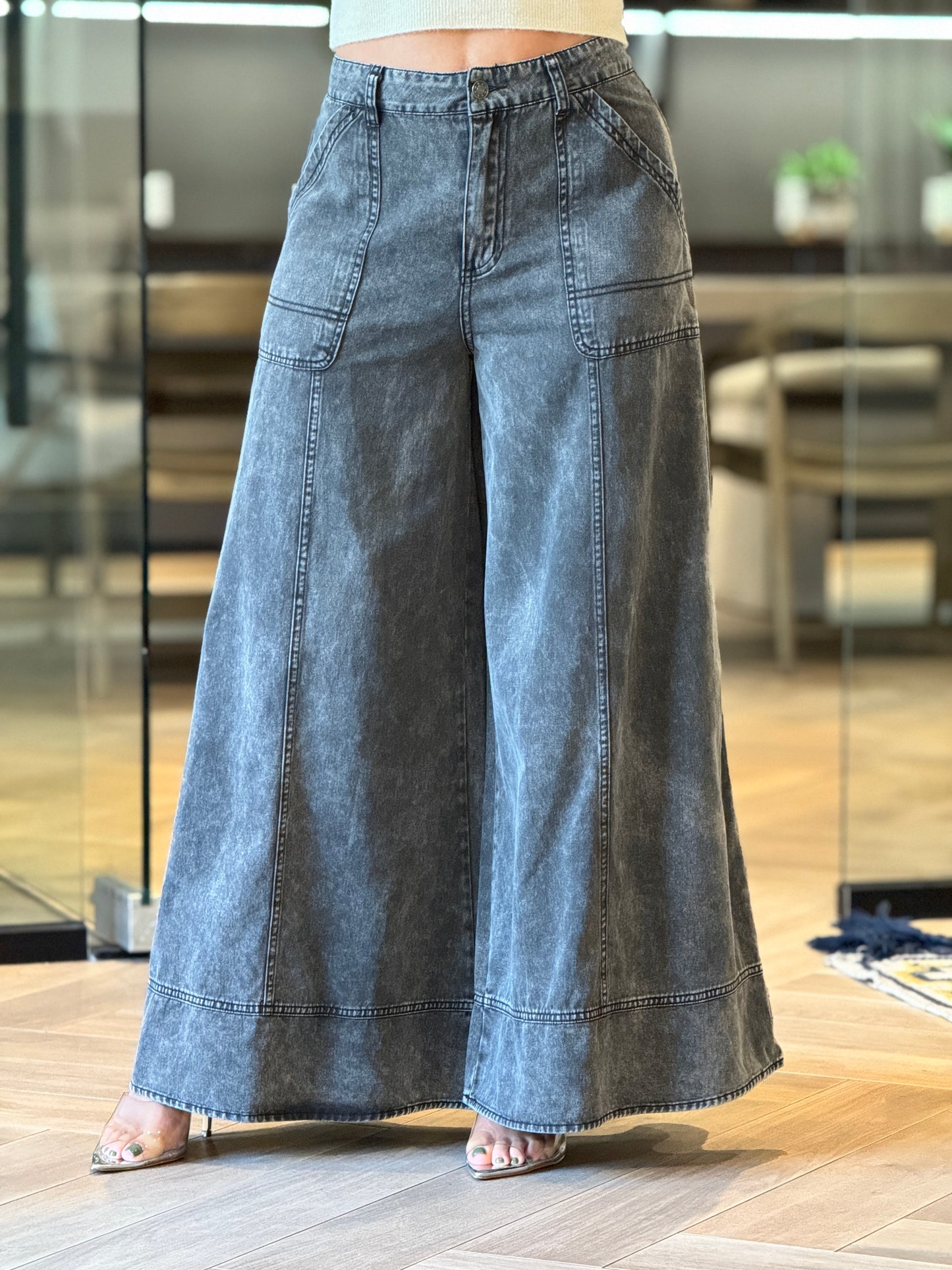 Musty Black Wide Leg Jeans