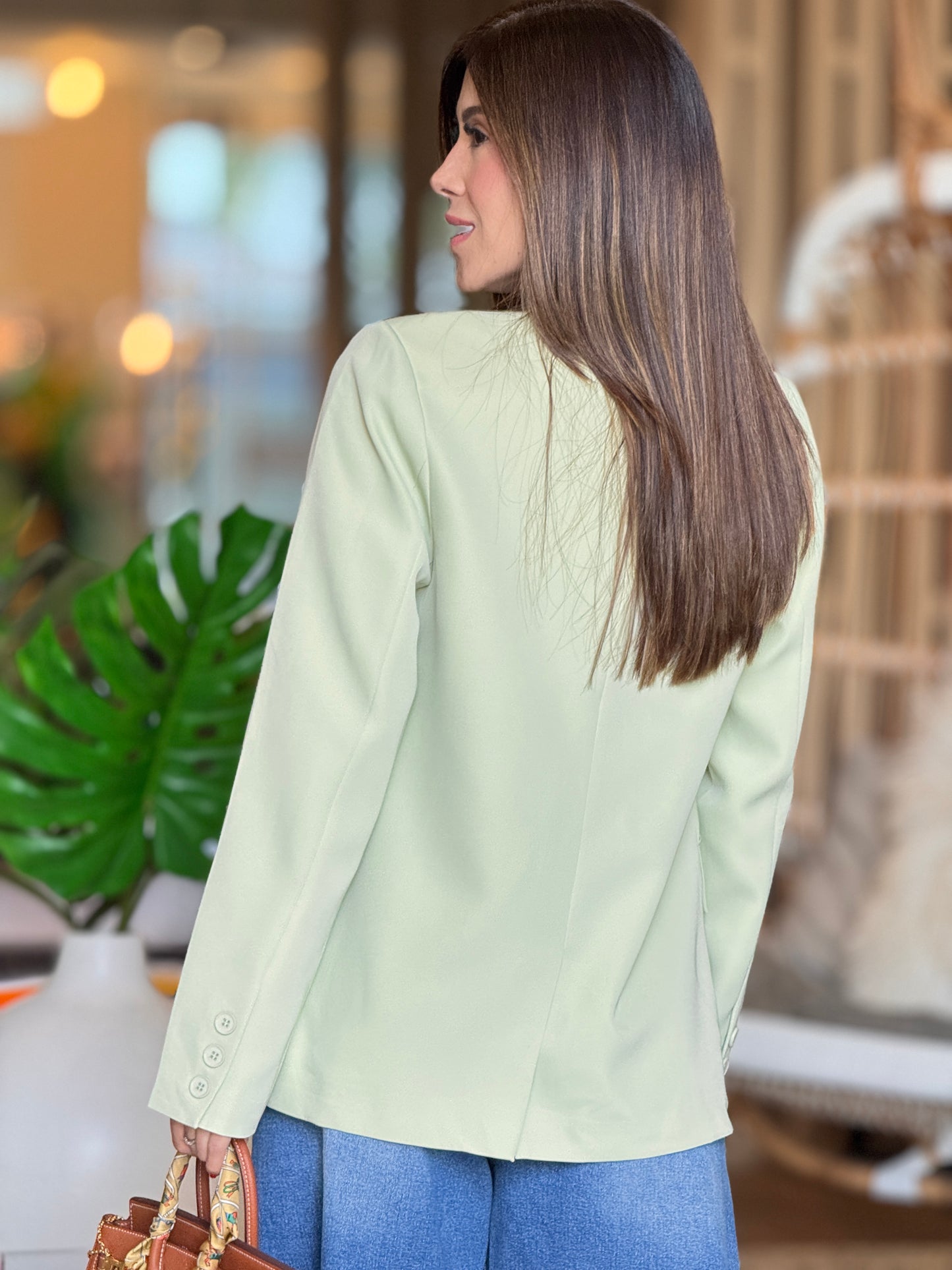 Gaia Green Triangle Blazer Top