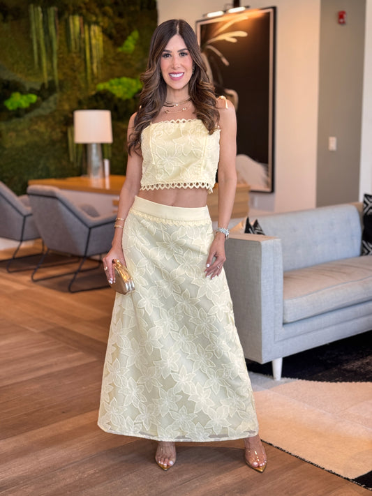 Eclipse Yellow Torchon Skirt Set