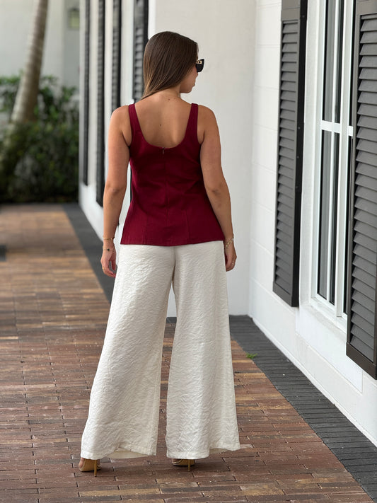 Oceans Burgundy/Gold Buttons Vest Top