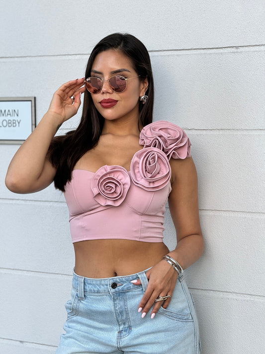 Vienna 3D Roses Pink Top