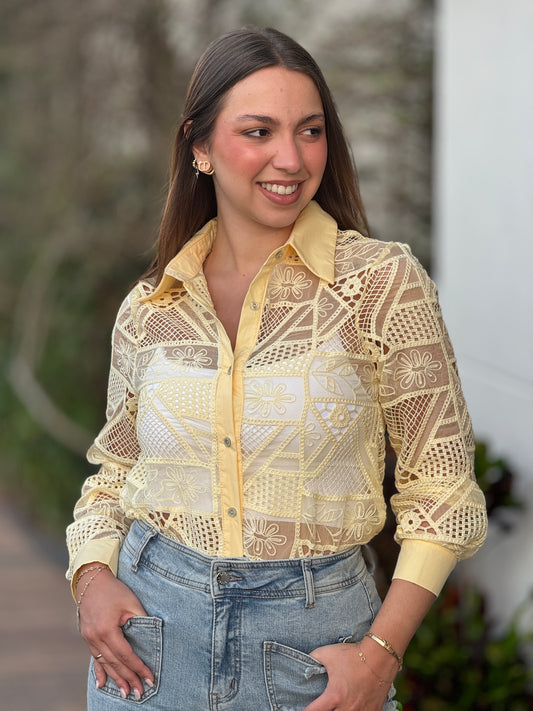 Butter Yellow Torchon Top