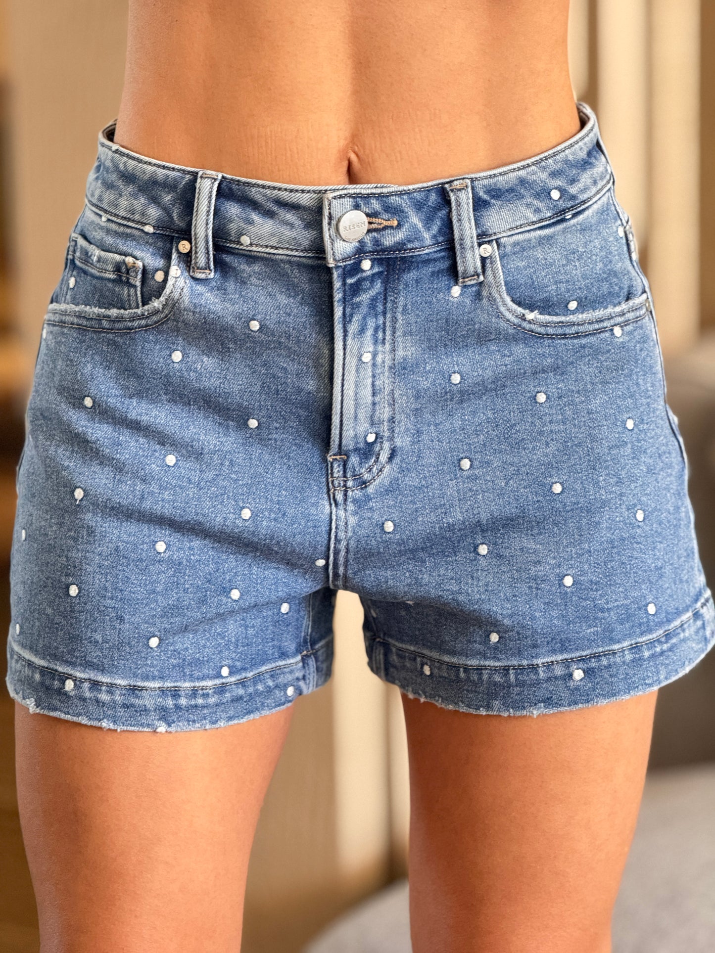 Risen Denim Polka Dots Shorts