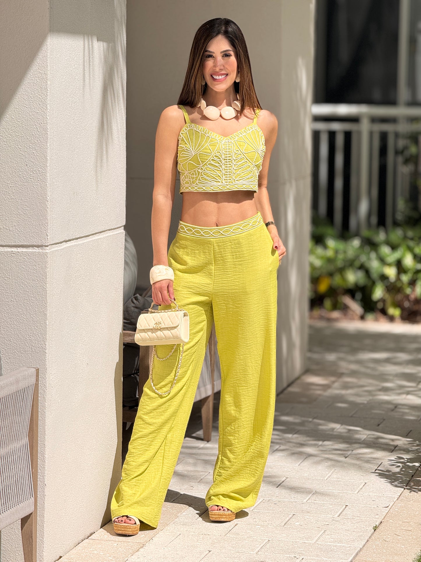 Milka Green Embroidery Pants Set