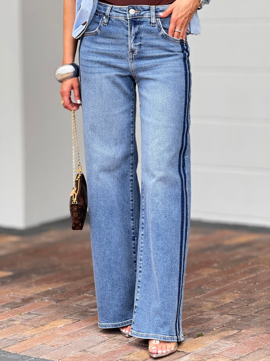 Risen Mid Denim Double Lines Jeans