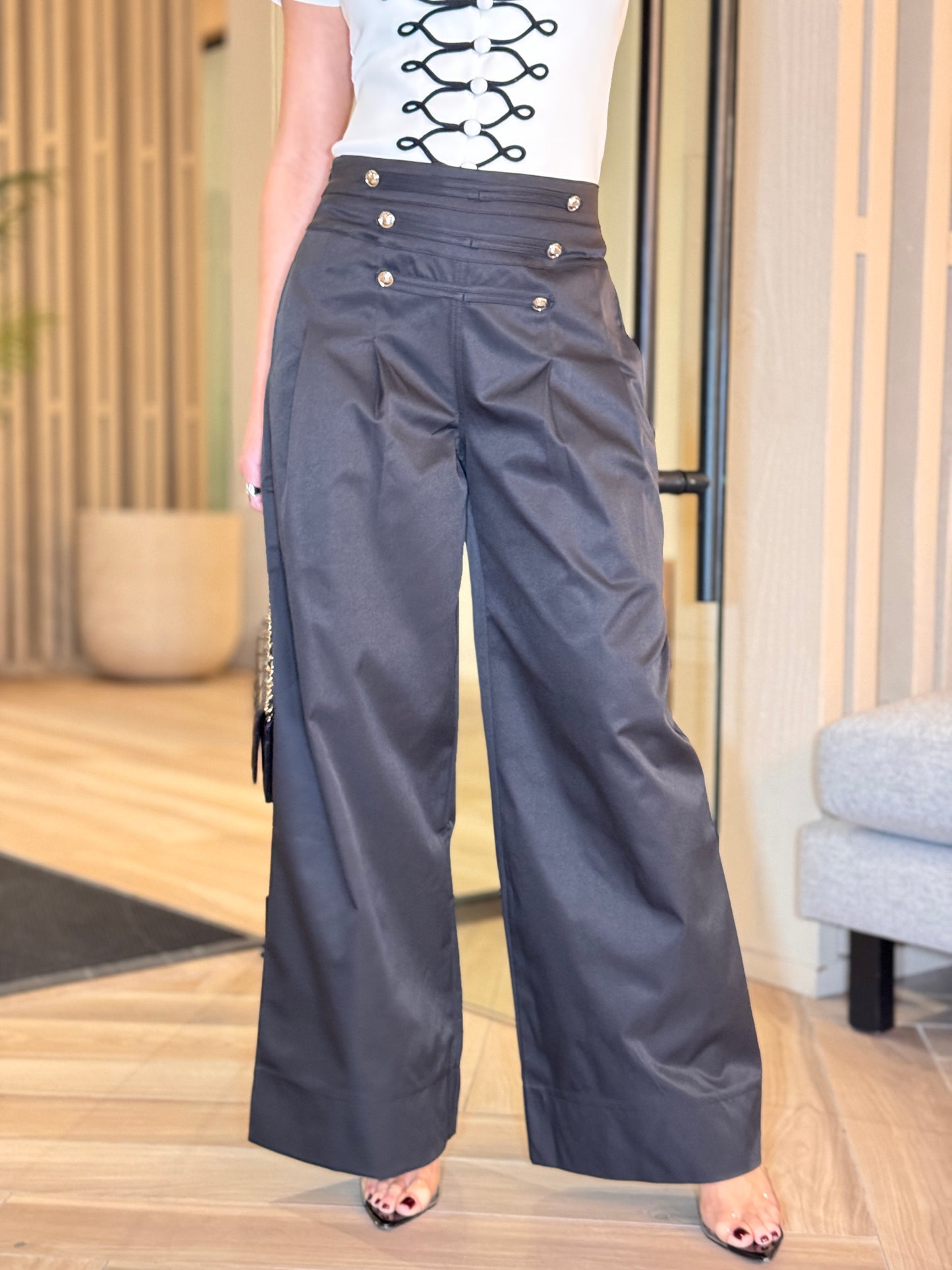 Themis Black Napo Wide Leg Pants