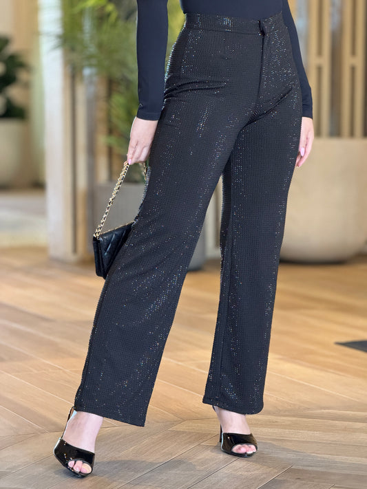 Kiwi Black Rhinestone Stretchy Pants