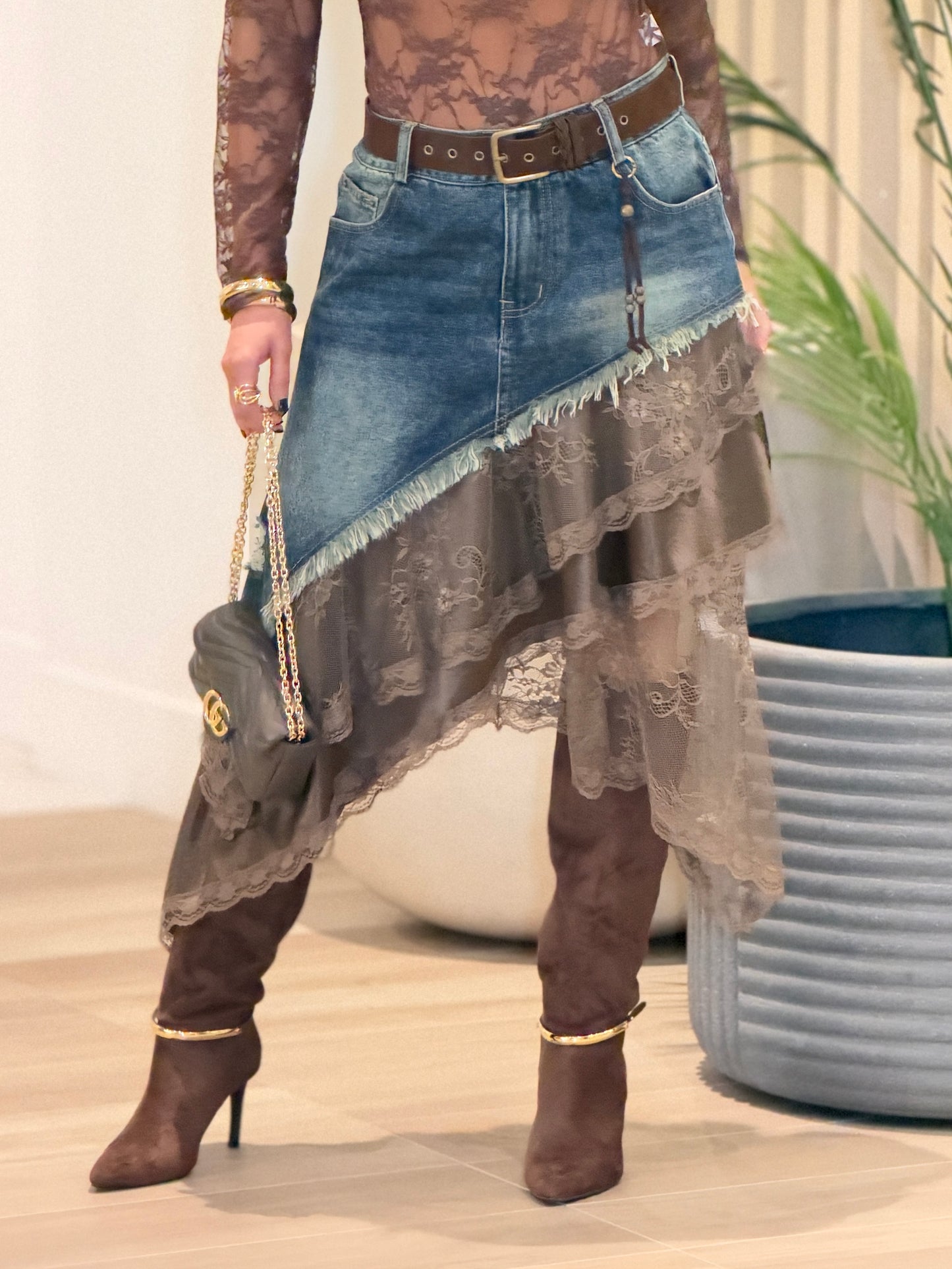 12479 LaRos Denim Belt Skirt
