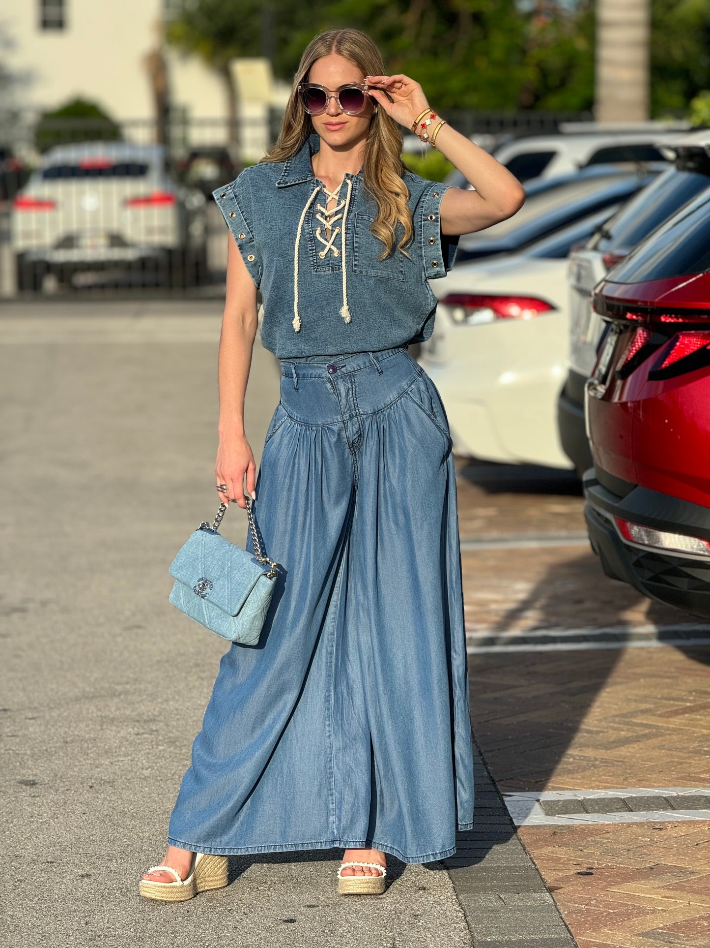 Vivianne Denim Palazzo Pants