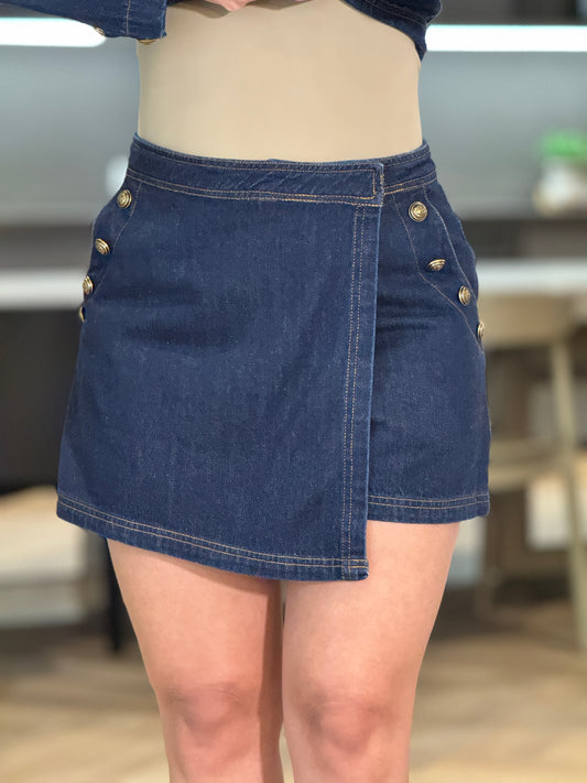 Jennifer Gold Buttons Denim Skort