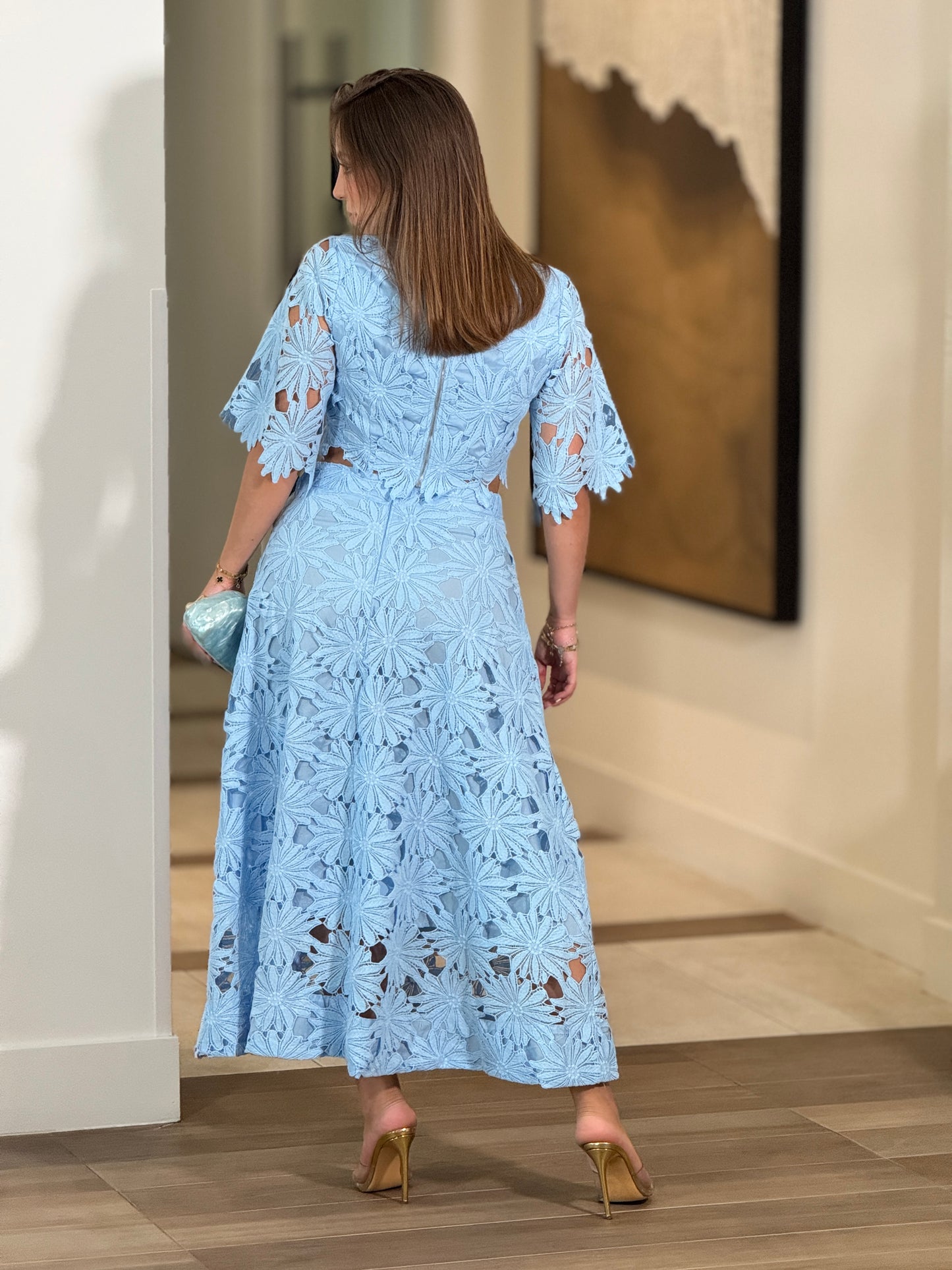 Helena Blue Torchon Skirt Set