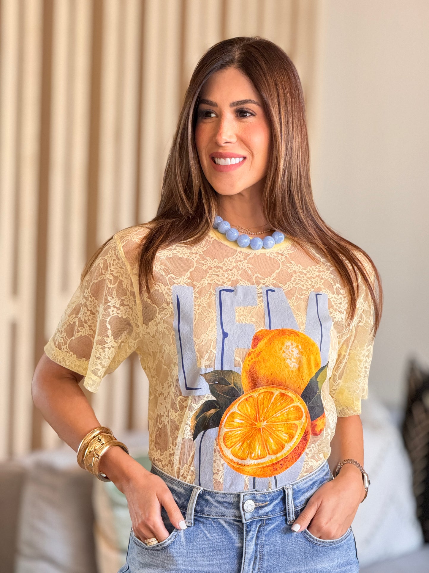 Limón Yellow Lace T-shirt