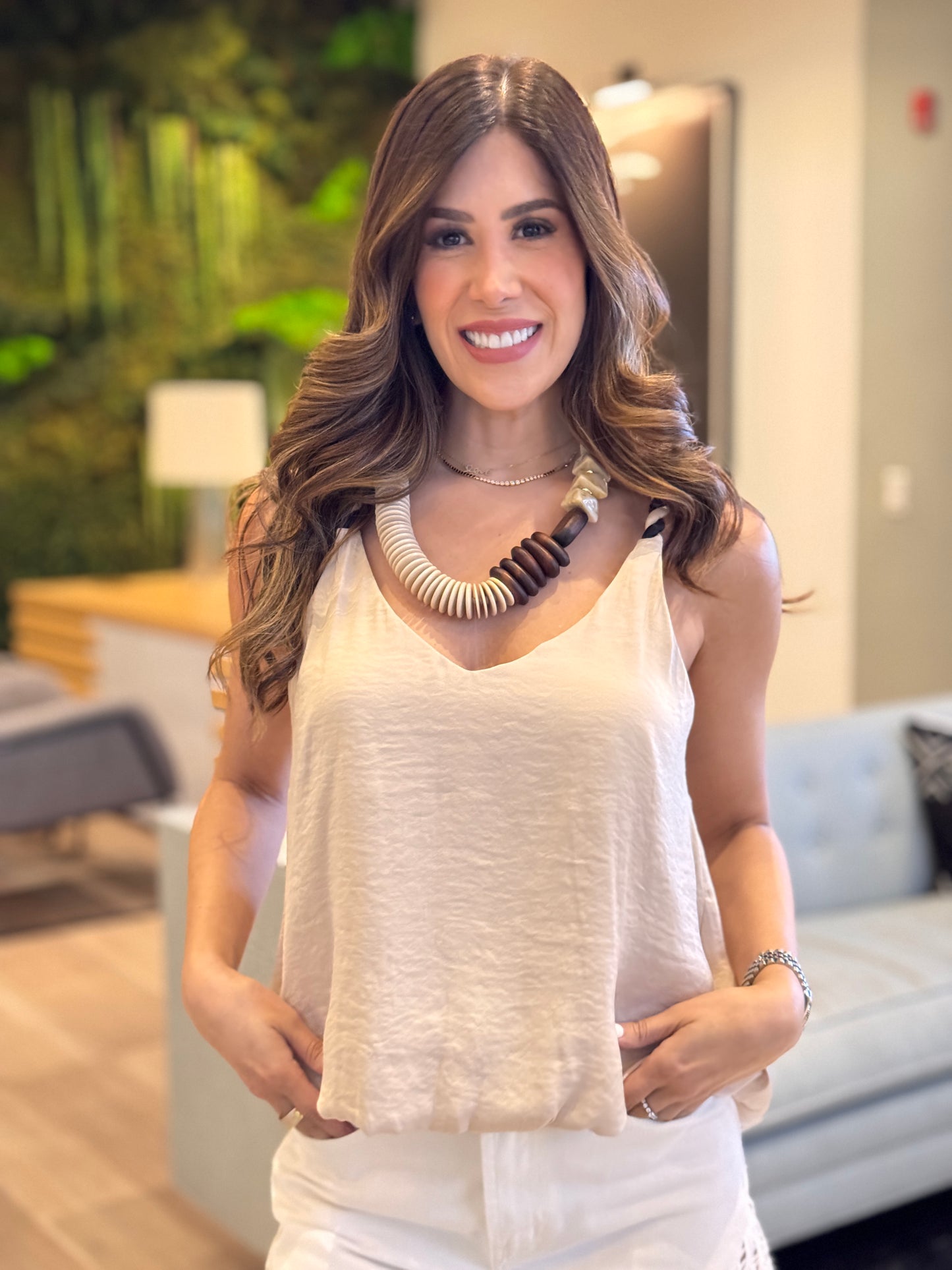 Naked Beige Twisted Satin Top