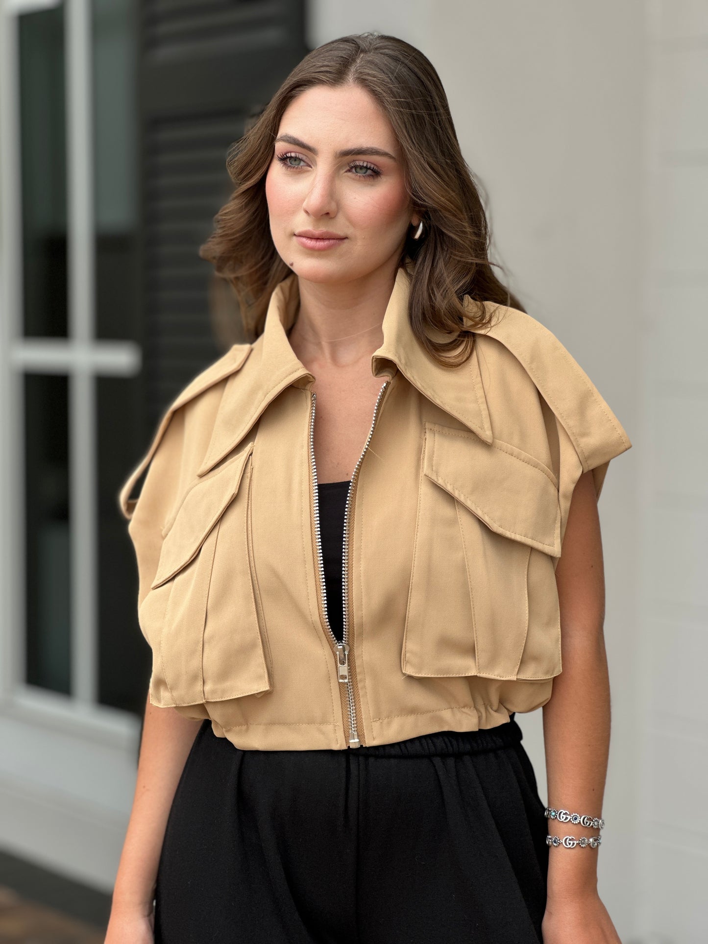 Camille Camel Cargo Vest Top