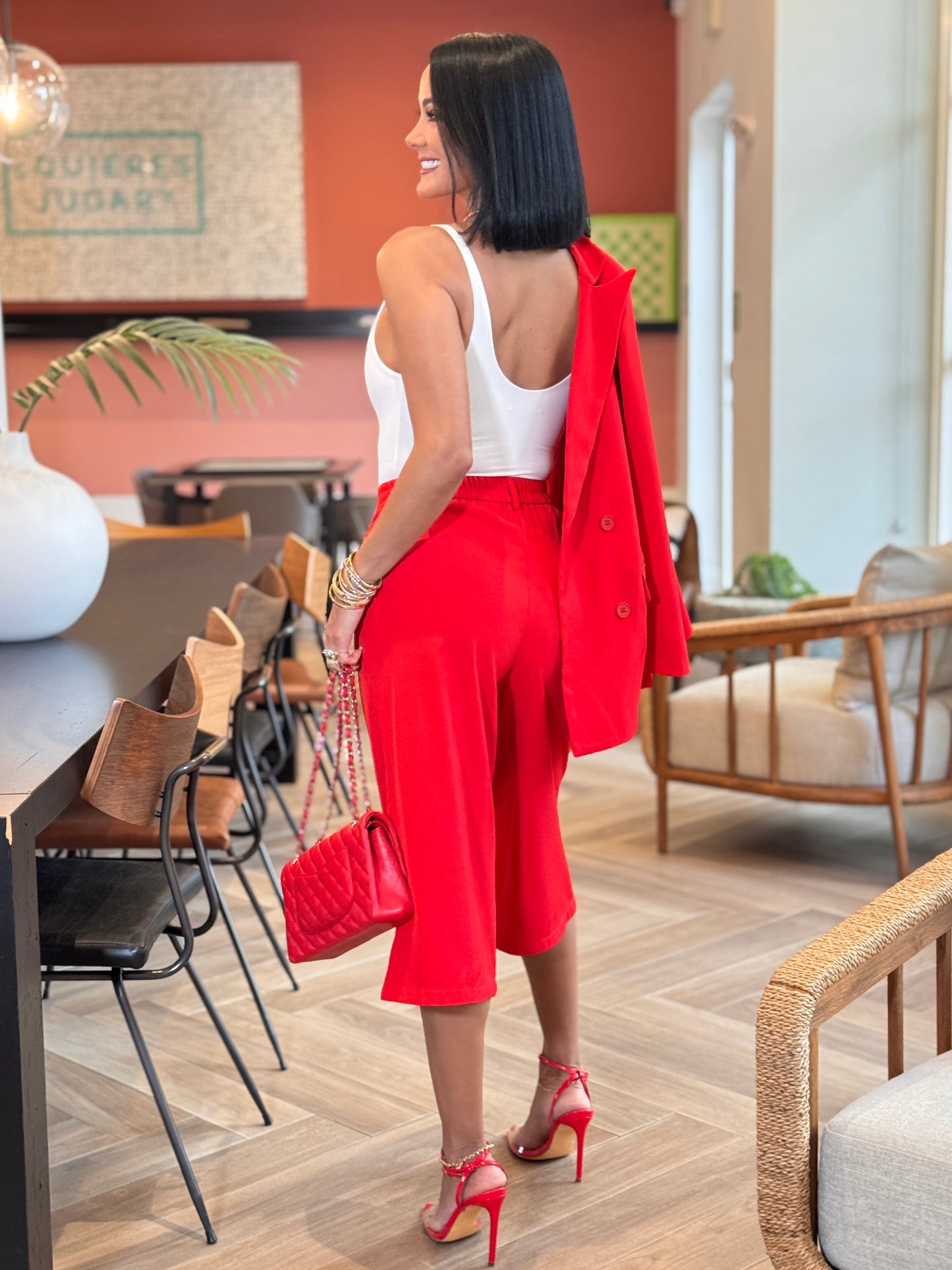 Marnie Red Blazer+Bermuda Set