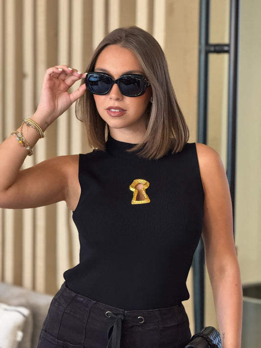 Locket Black Knitted Top